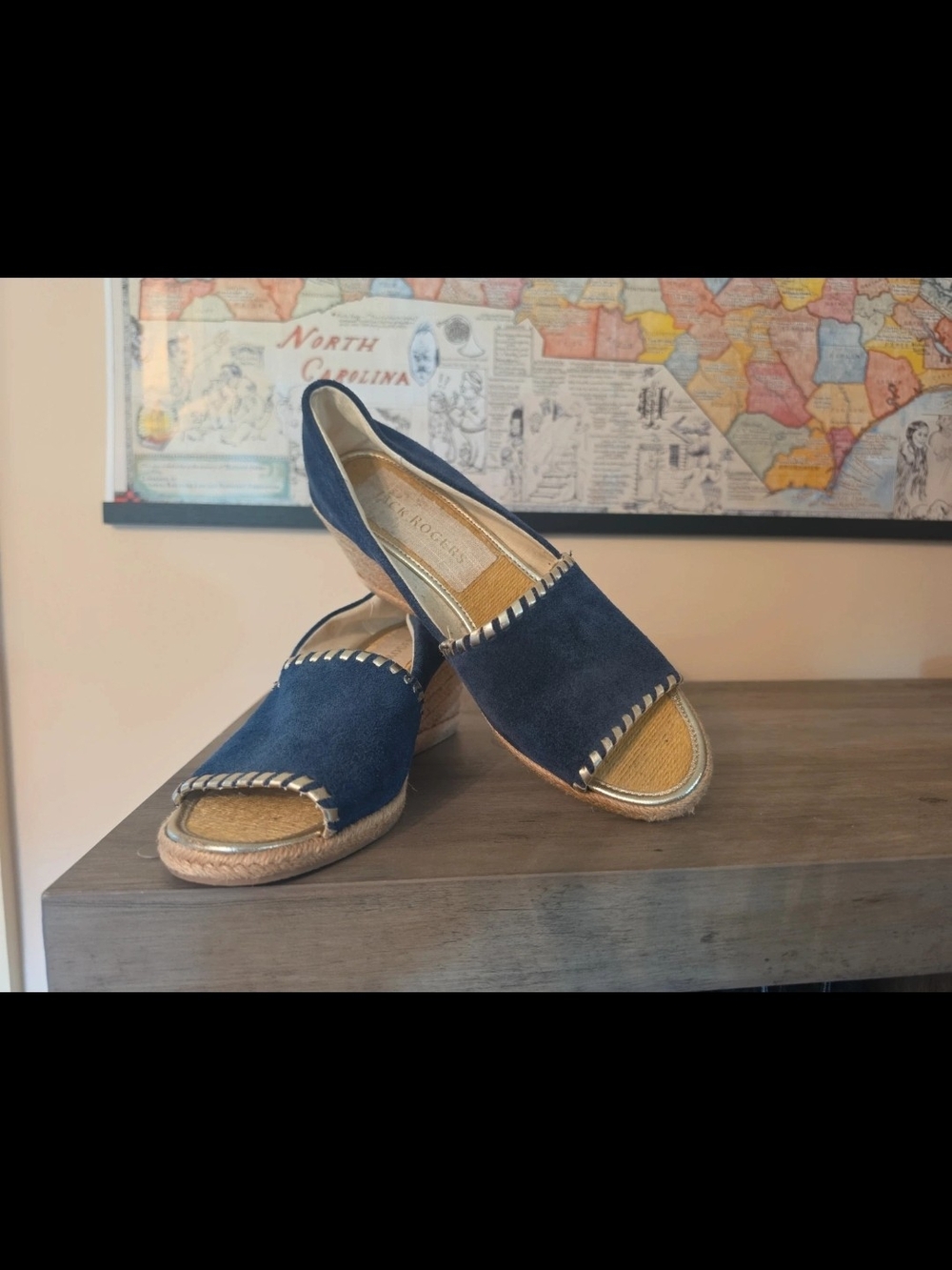 Women’s Jack Rogers Navy Suede Open-Toe Espadrille Flats